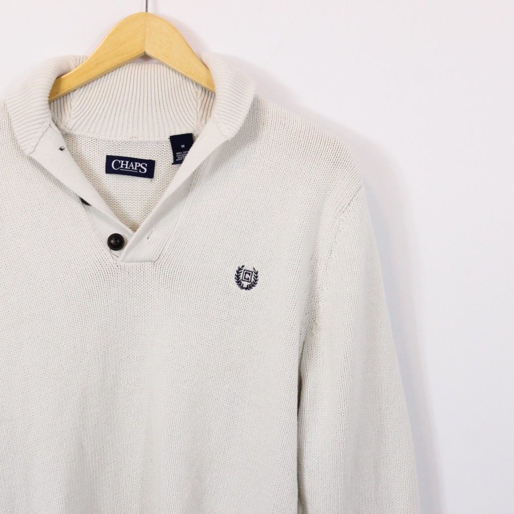 *Chaps 3/4 Button Cream Sweater - Picture 3 of 6